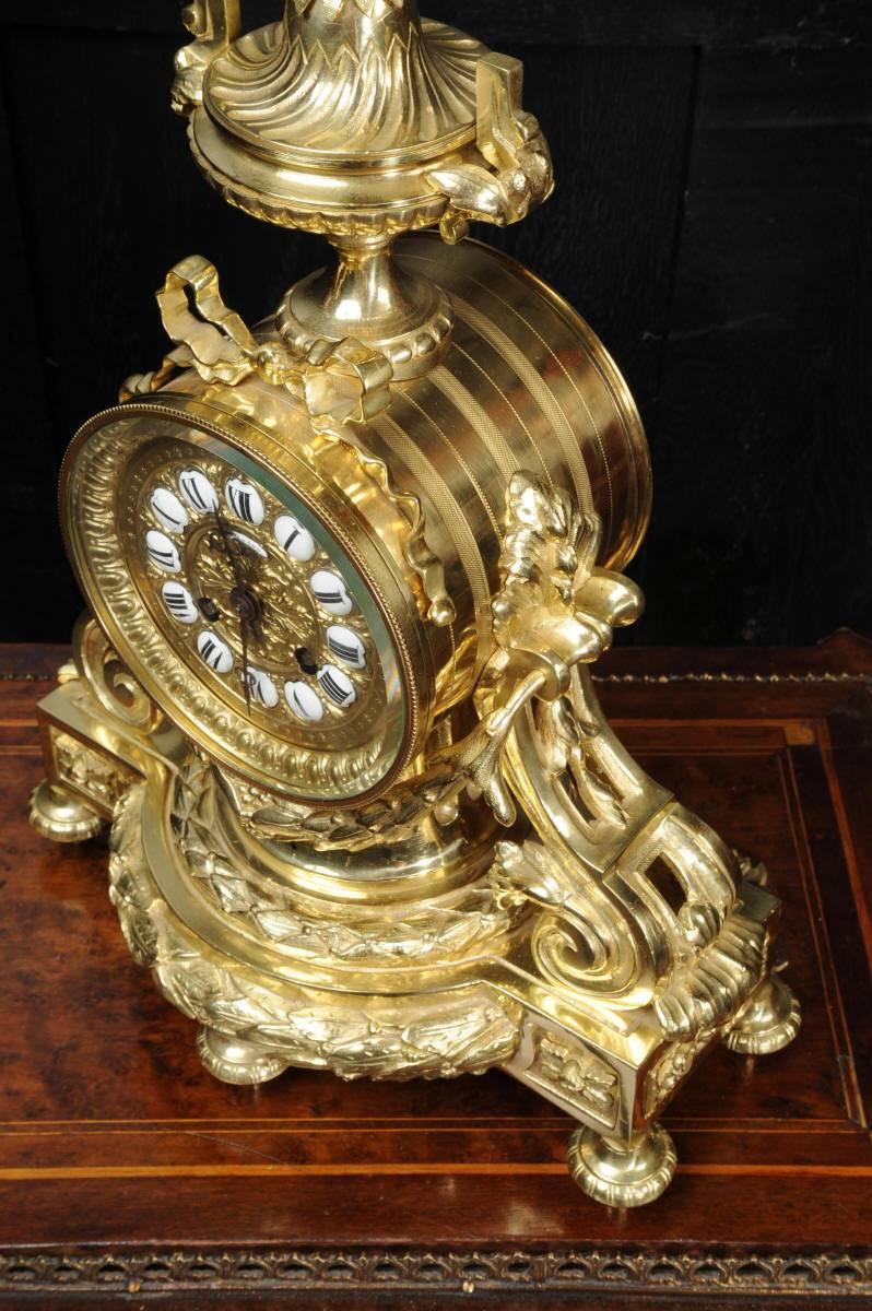French Superb Neoclassical Drum Head Clock by Richmond, Paris, circa 1870