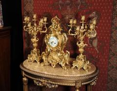 Japy Freres Large Rococo Clock Set, circa 1890