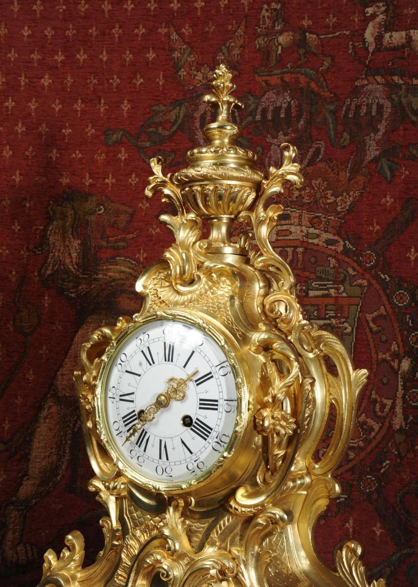 19th Century Stunning Large Antique French Gilt Bronze Rococo Clock by Vincenti, circa 1870