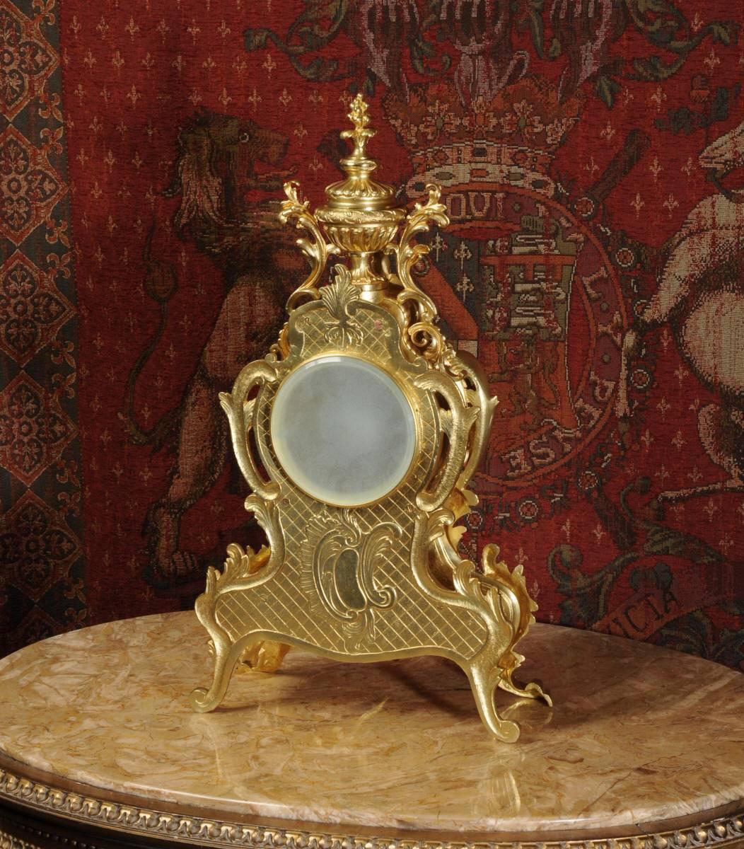 Stunning Large Antique French Gilt Bronze Rococo Clock by Vincenti, circa 1870 1