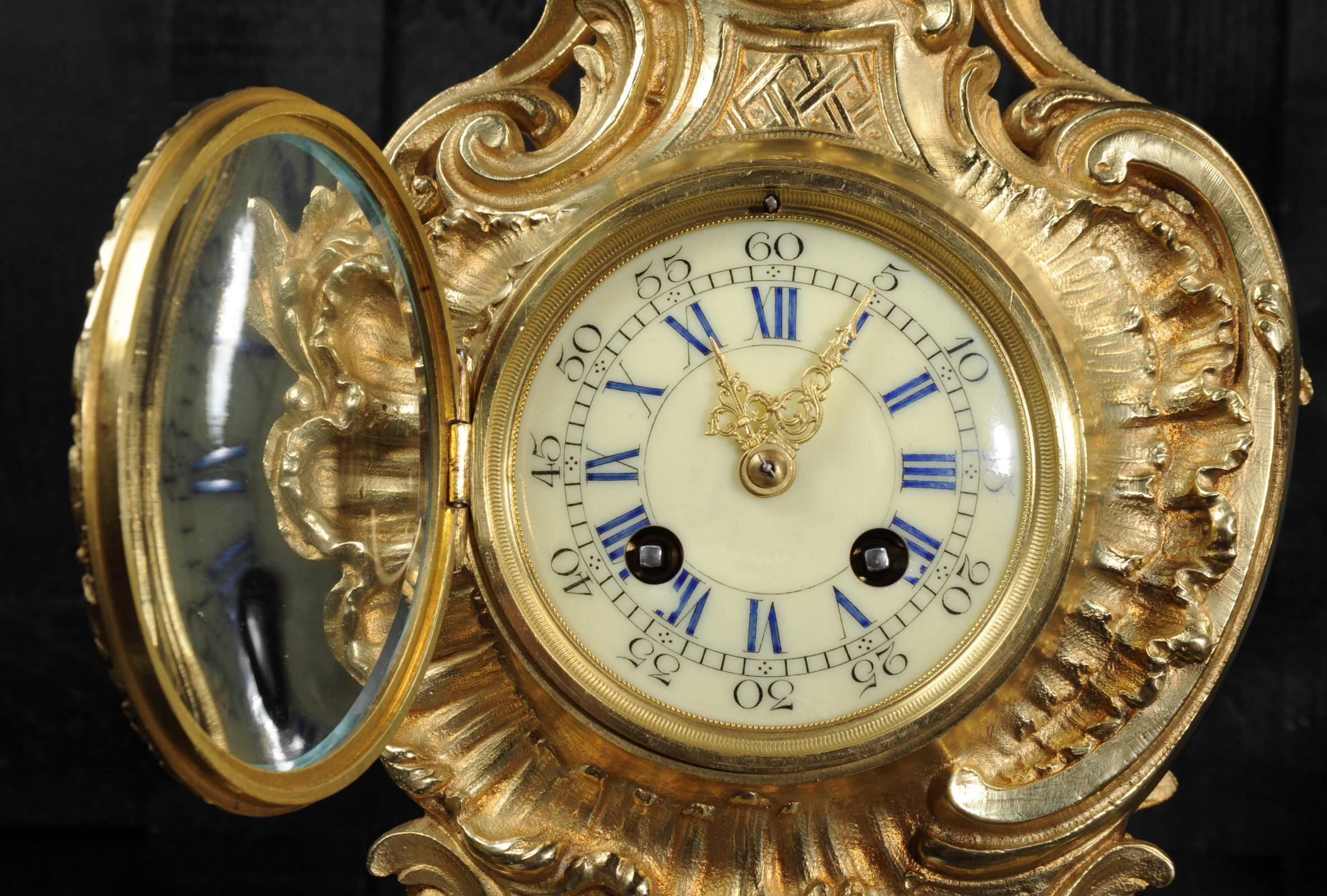 Large Rococo Clock Set by a D Mougin 1