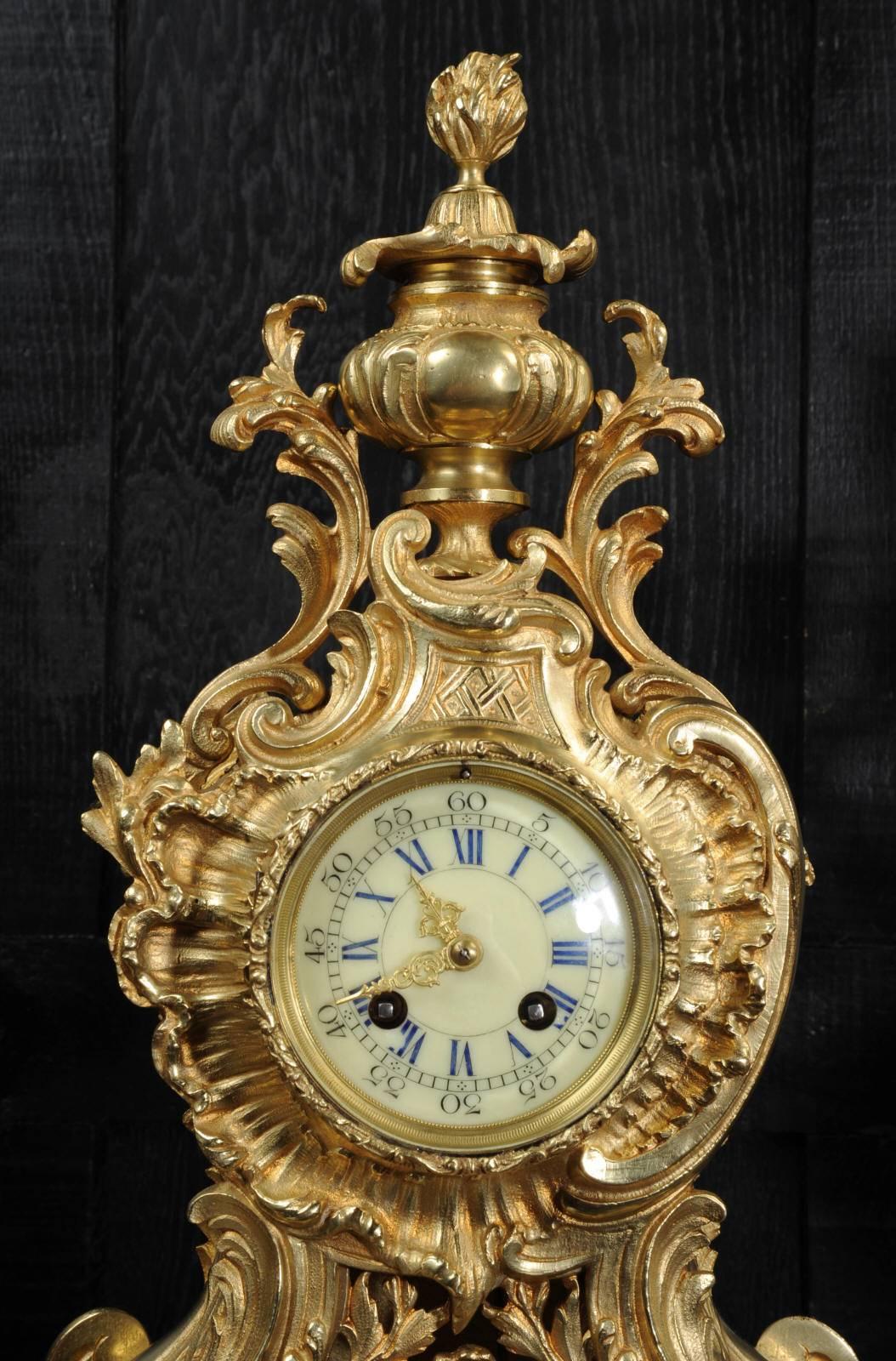 Large Rococo Clock Set by a D Mougin 2