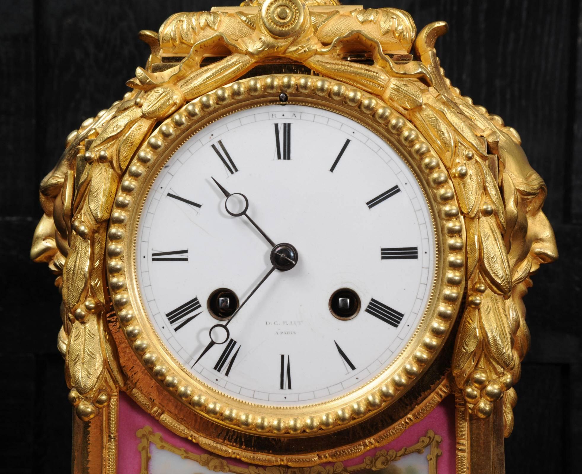 Early Ormolu and Sèvres Porcelain Clock by Raingo Frères, Fully Working 1