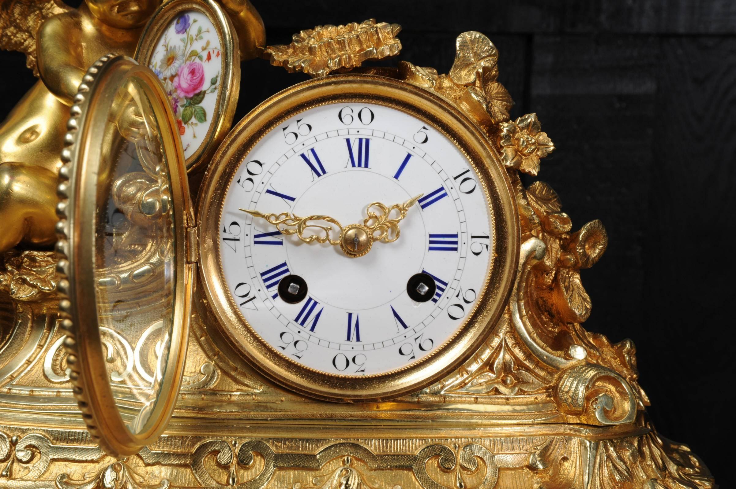 Japy Frères Early Ormolu and Sèvres Porcelain Clock Set 1