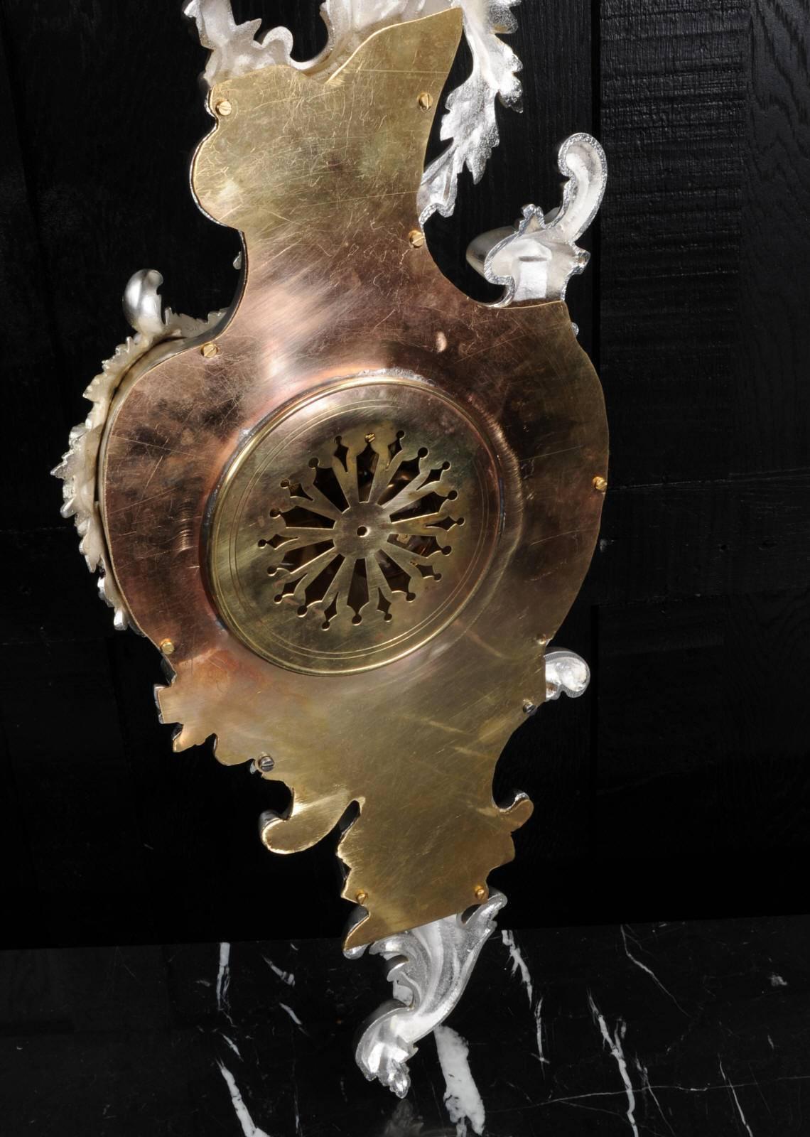 Silver Rococo Antique French Cartel Wall Clock by Samuel Marti 4
