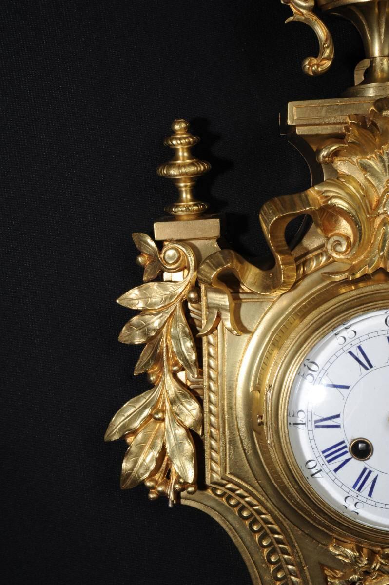 Japy Freres Louis XVI Gilt Bronze Cartel Wall Clock, circa 1900 1