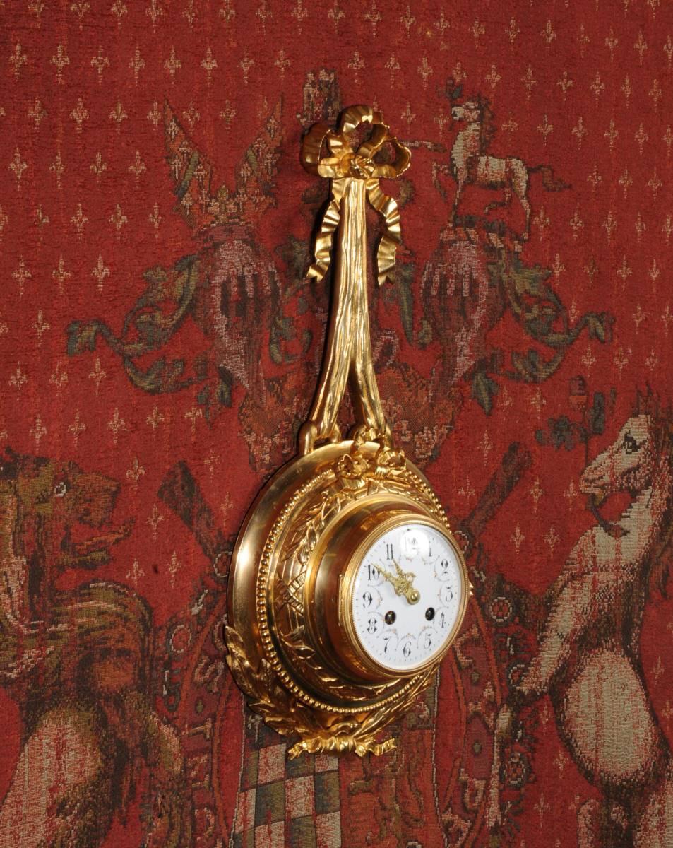 19th Century Antique French Louis XVI Ormolu Cartel Wall Clock