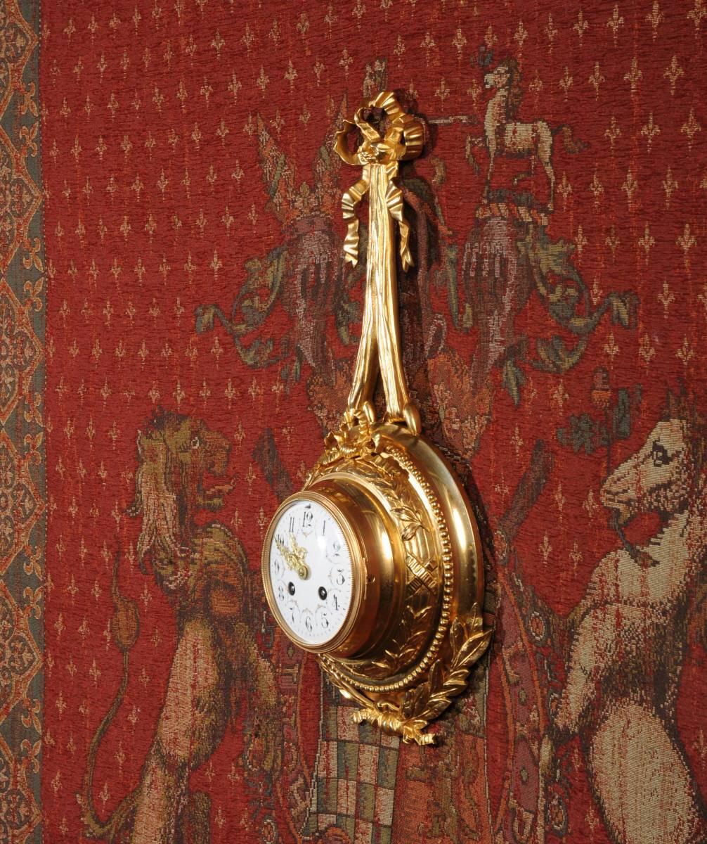 Antique French Louis XVI Ormolu Cartel Wall Clock 2