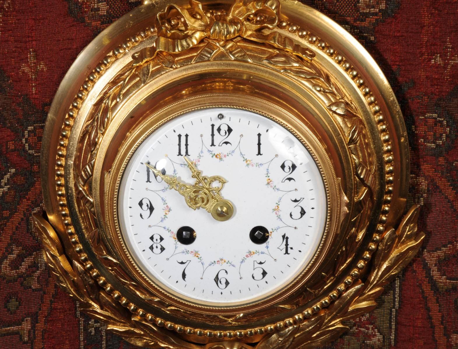 Antique French Louis XVI Ormolu Cartel Wall Clock 3
