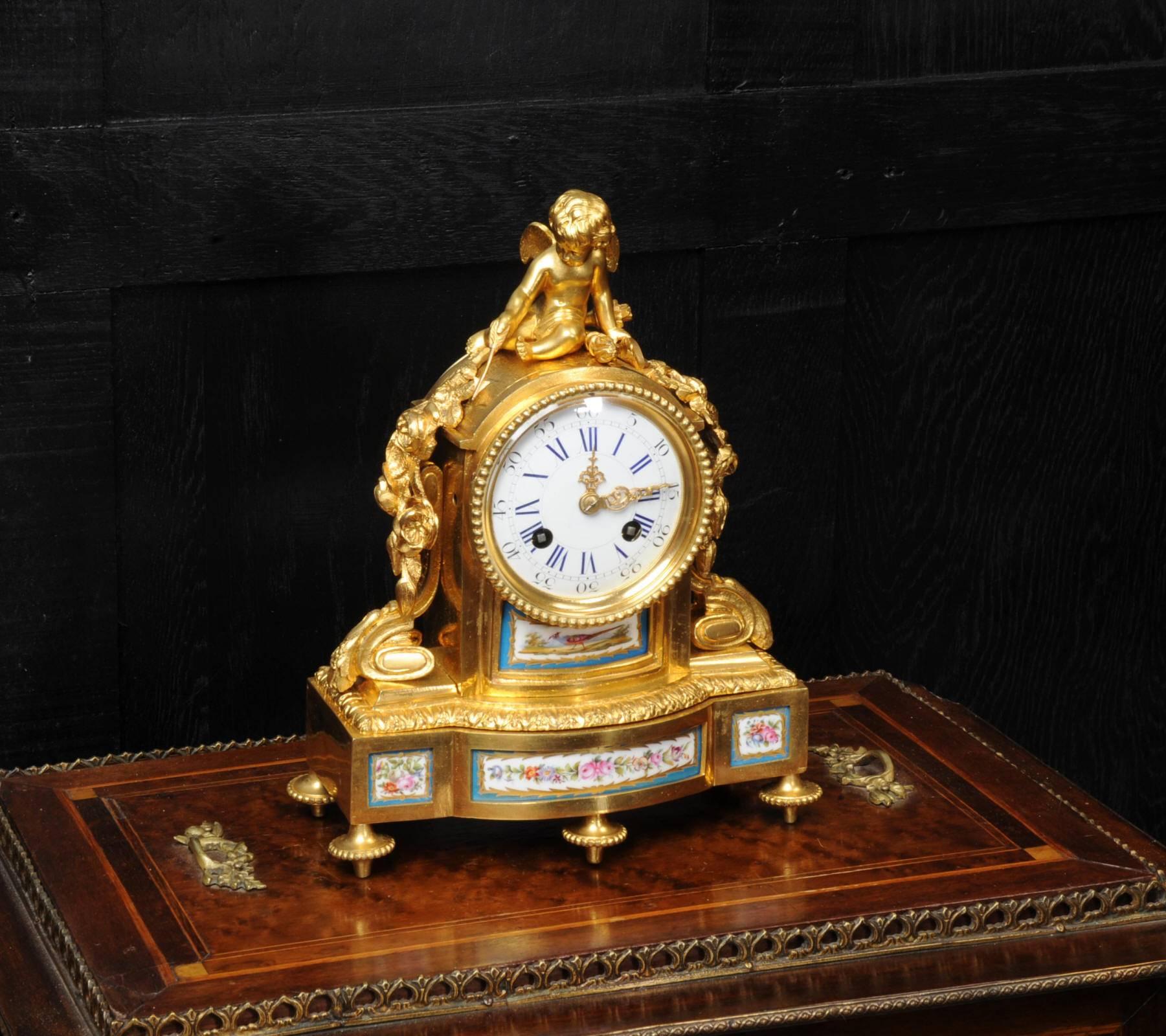 French Japy Freres Early Ormolu and Sèvres Porcelain Clock