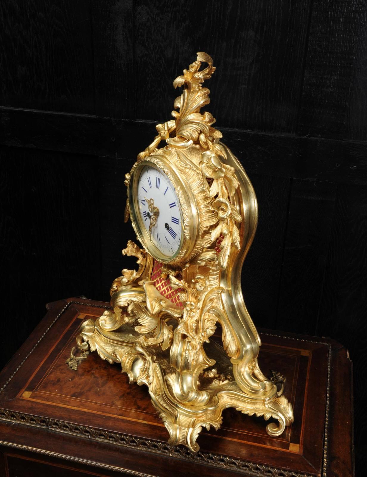 French Fine Rococo Ormolu Clock by Vincenti, circa 1860