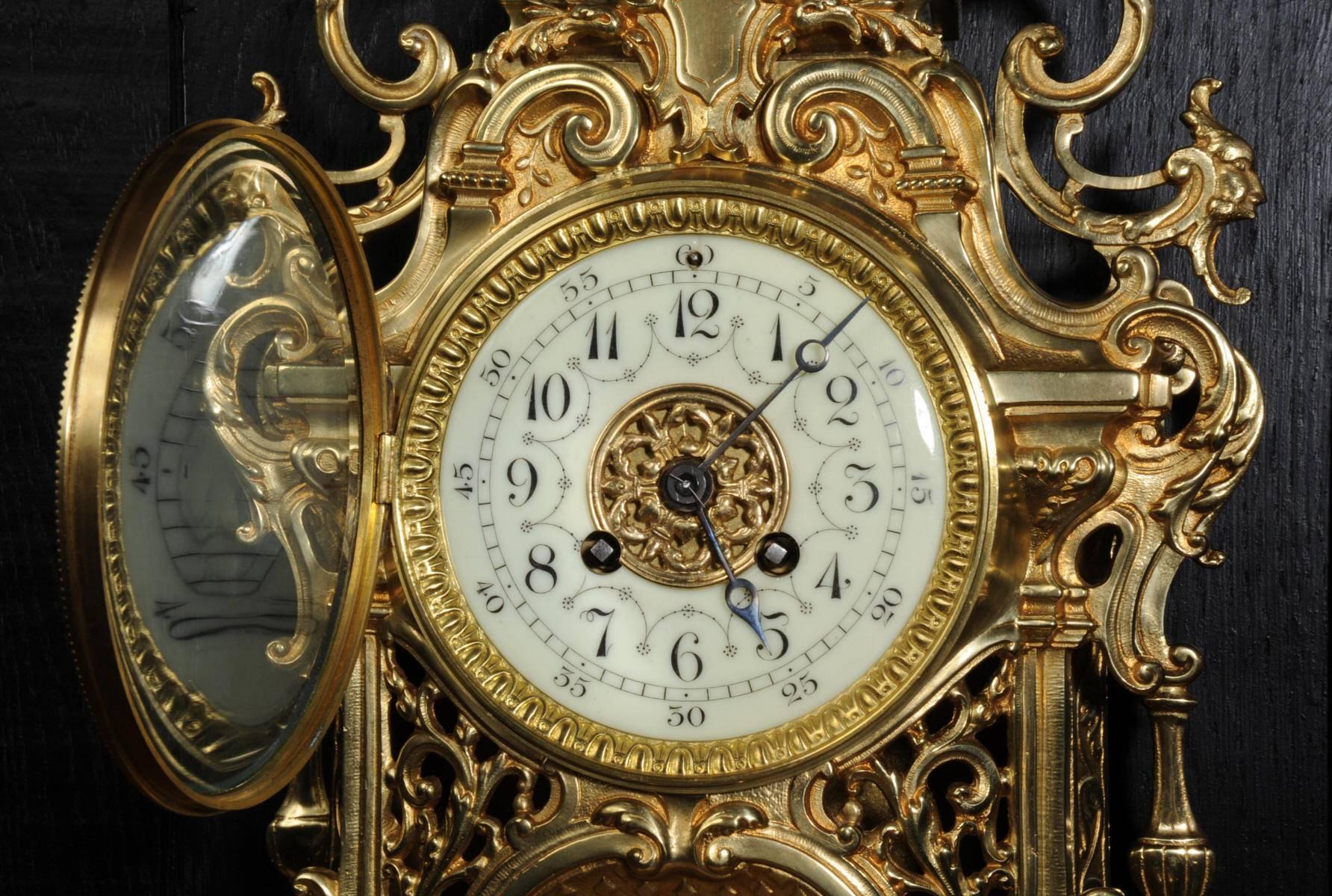 19th Century Large Antique French Gothic Clock Set, A D Mougin