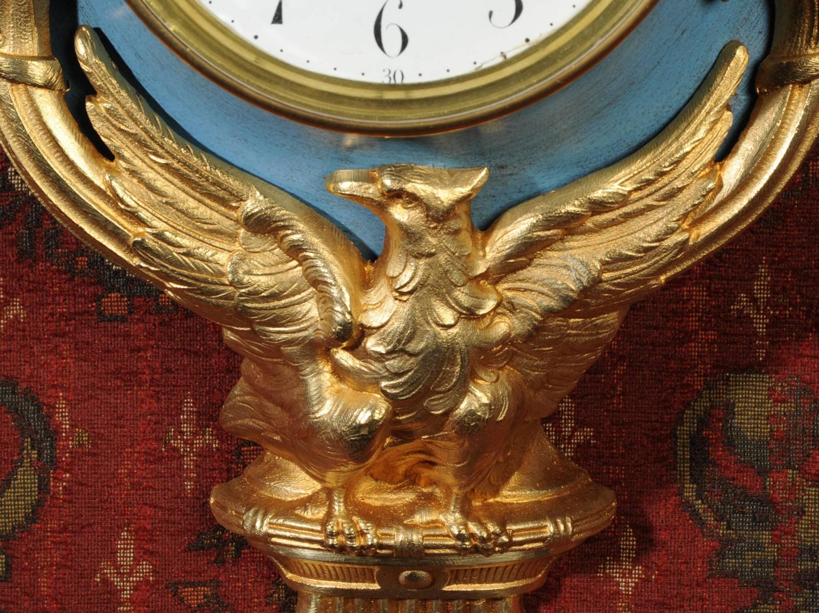 Neoclassical Antique French Cartel Wall Clock Eagle