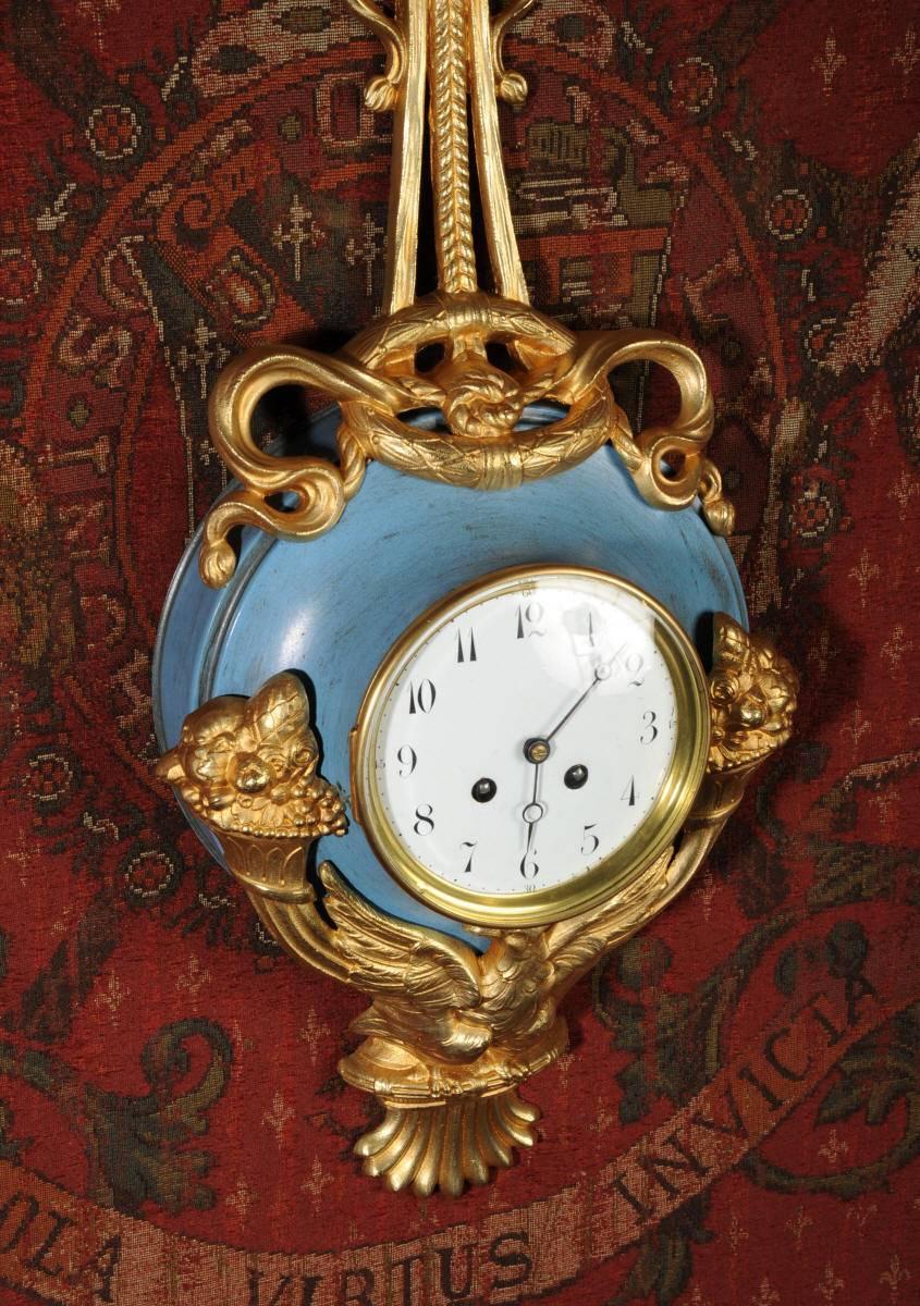 Gilt Antique French Cartel Wall Clock Eagle