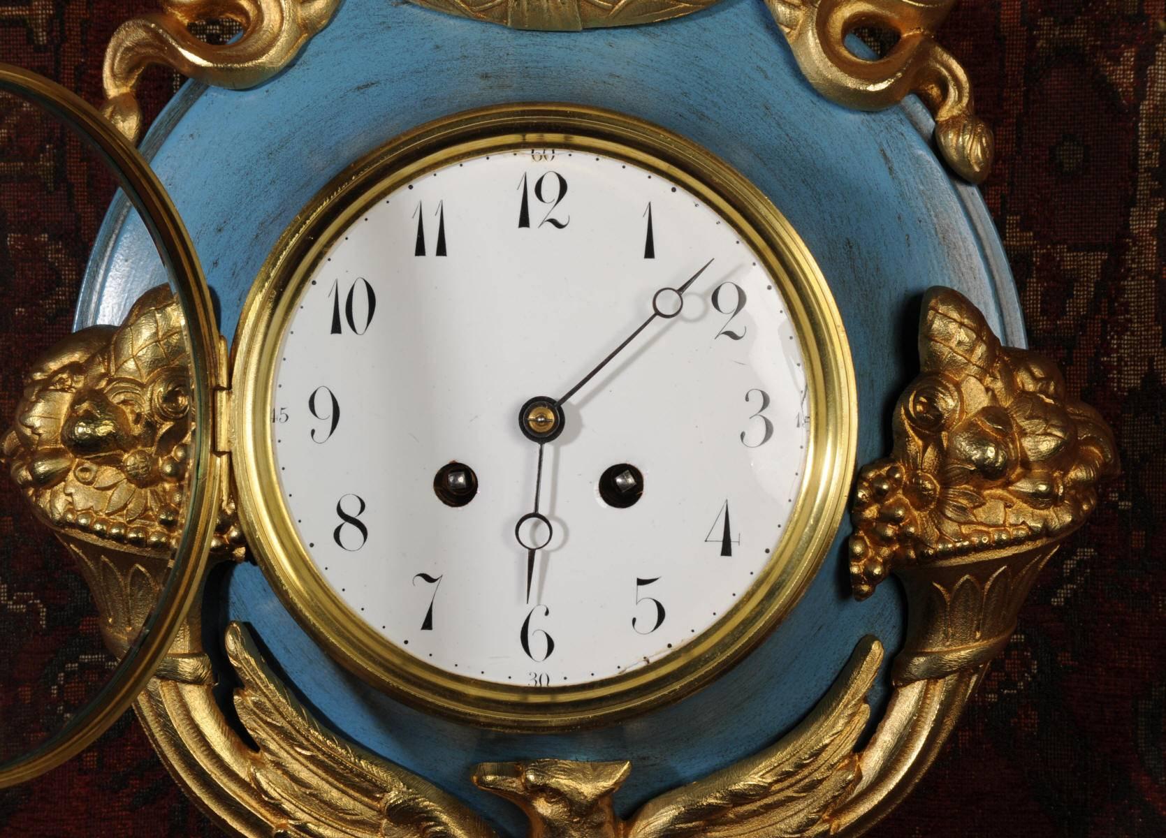 Antique French Cartel Wall Clock Eagle In Good Condition In Belper, Derbyshire