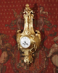 Japy Freres Ormolu Cartel Wall Clock with Visible Pendulum