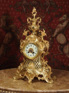 Large Antique French Gilt Bronze Clock by Japy Freres