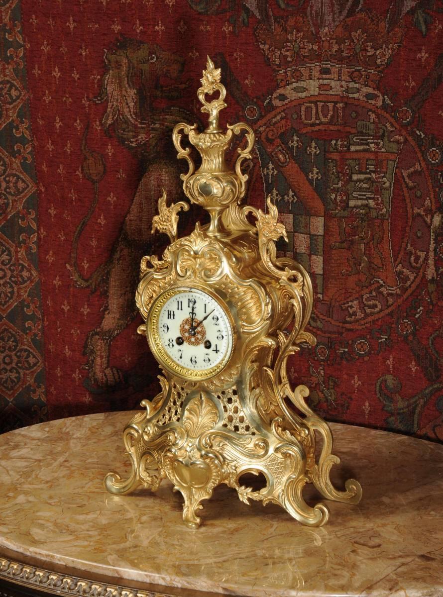 Large Antique French Gilt Bronze Clock by Japy Freres In Good Condition In Belper, Derbyshire