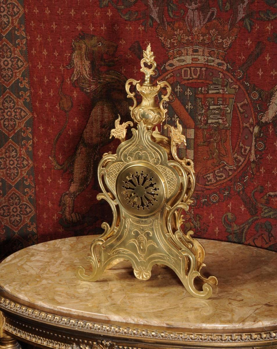 Large Antique French Gilt Bronze Clock by Japy Freres 4