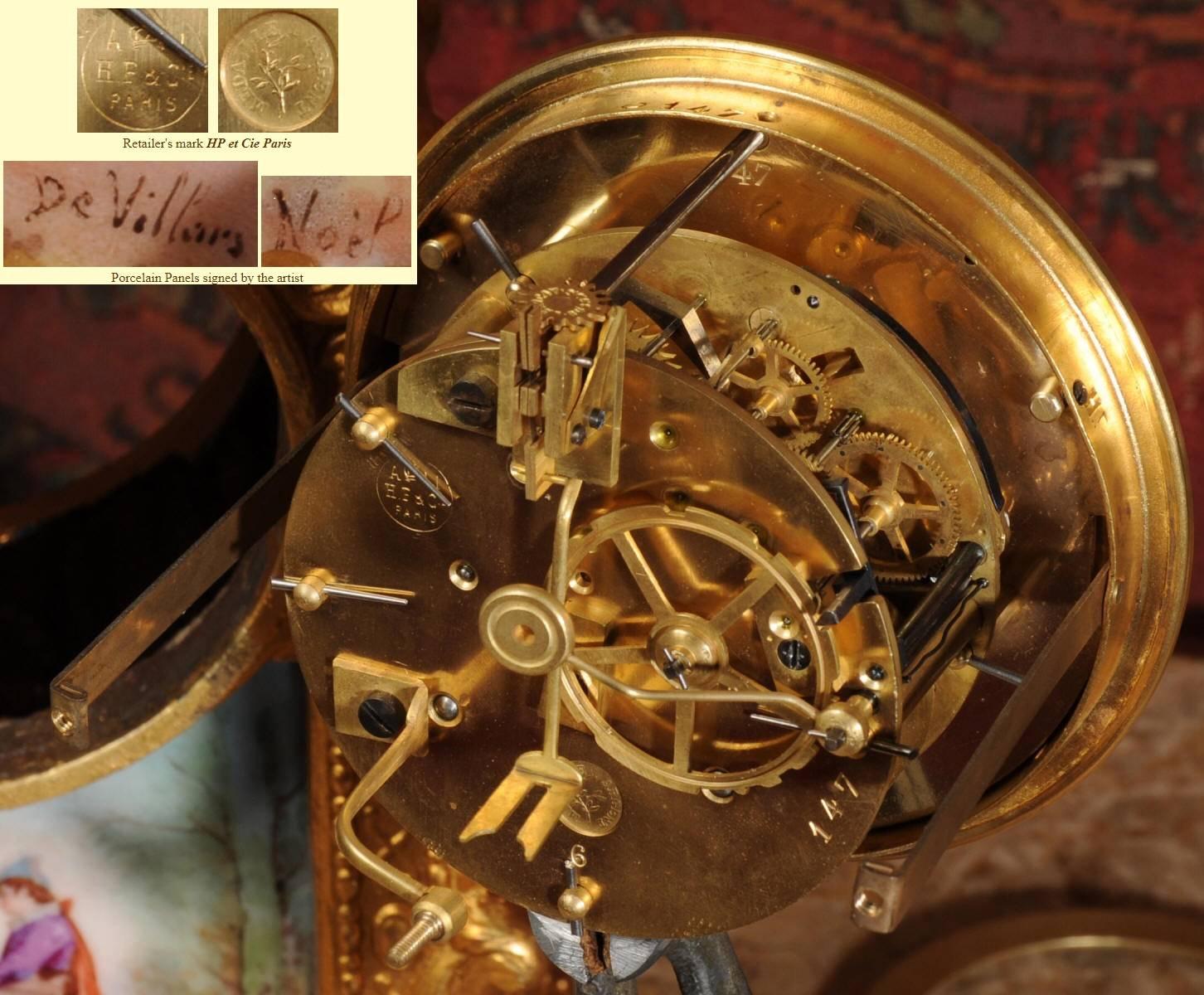 19th Century Sèvres Porcelain and Gilt Metal Clock Set