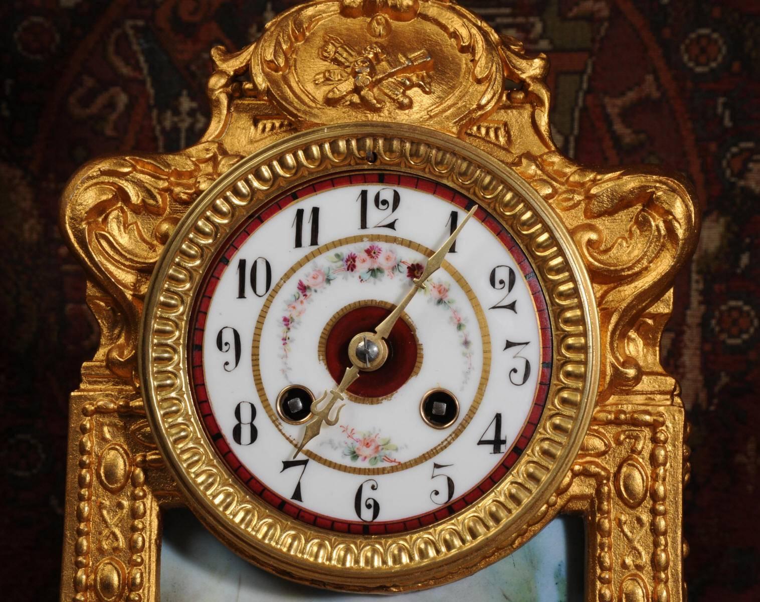 Sèvres Porcelain and Gilt Metal Clock Set 1