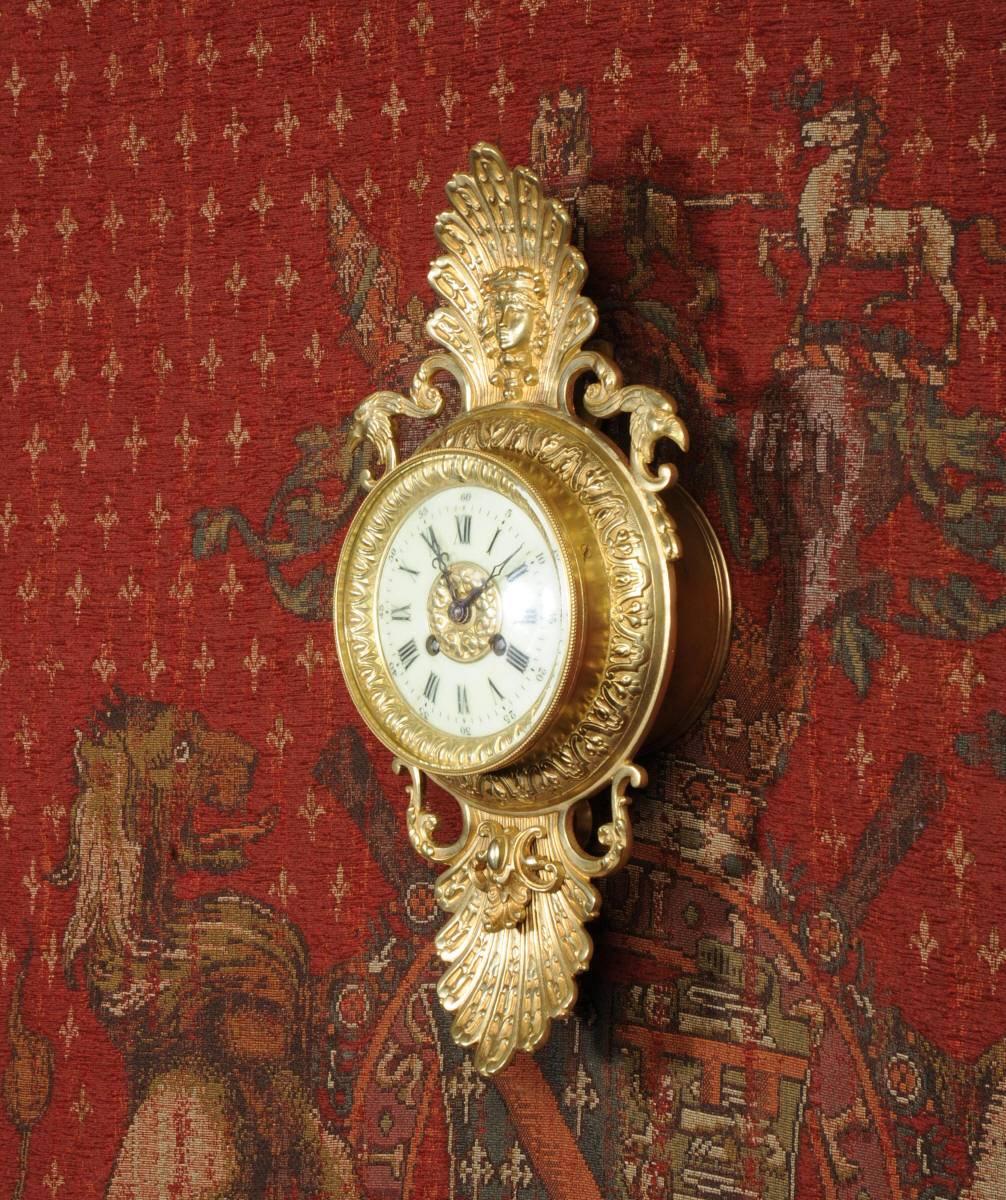 Neoclassical Antique French Classical Cartel Wall Clock
