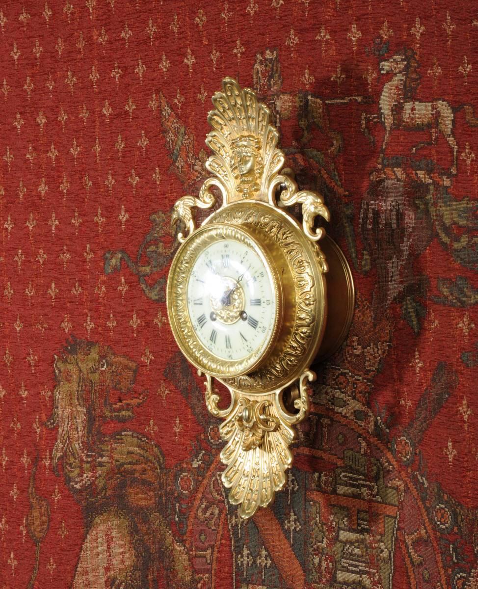 19th Century Antique French Classical Cartel Wall Clock