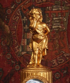 Miniature Antique French Boudoir Clock Set