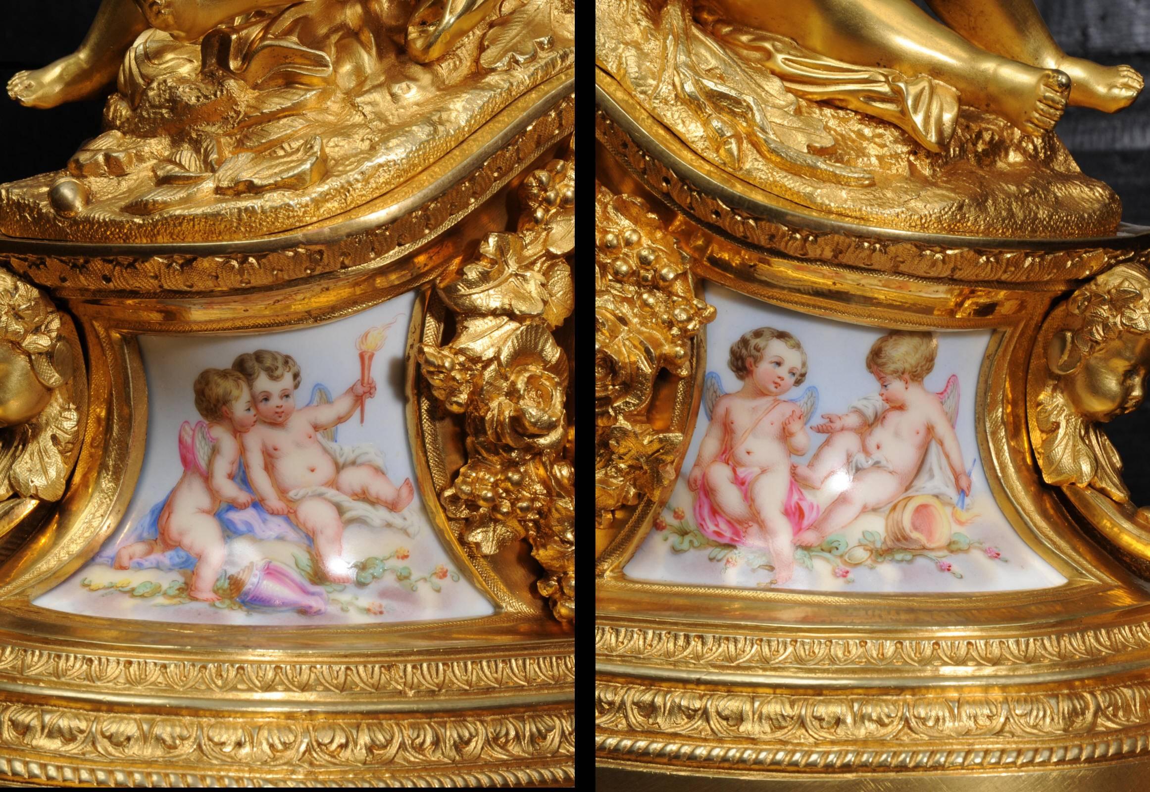 19th Century Fine and Early Ormolu and Porcelain Clock, Cherubs