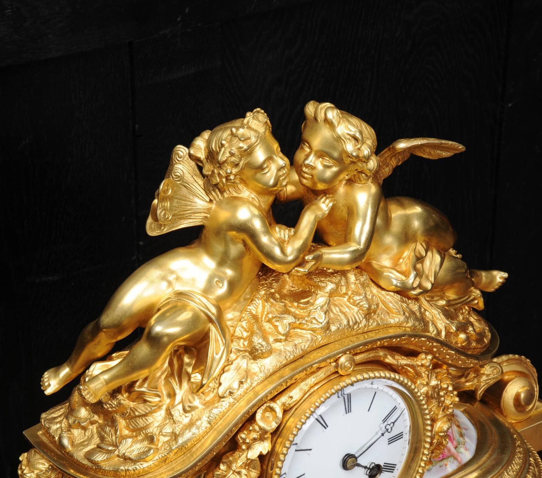 Fine and Early Ormolu and Porcelain Clock, Cherubs 2
