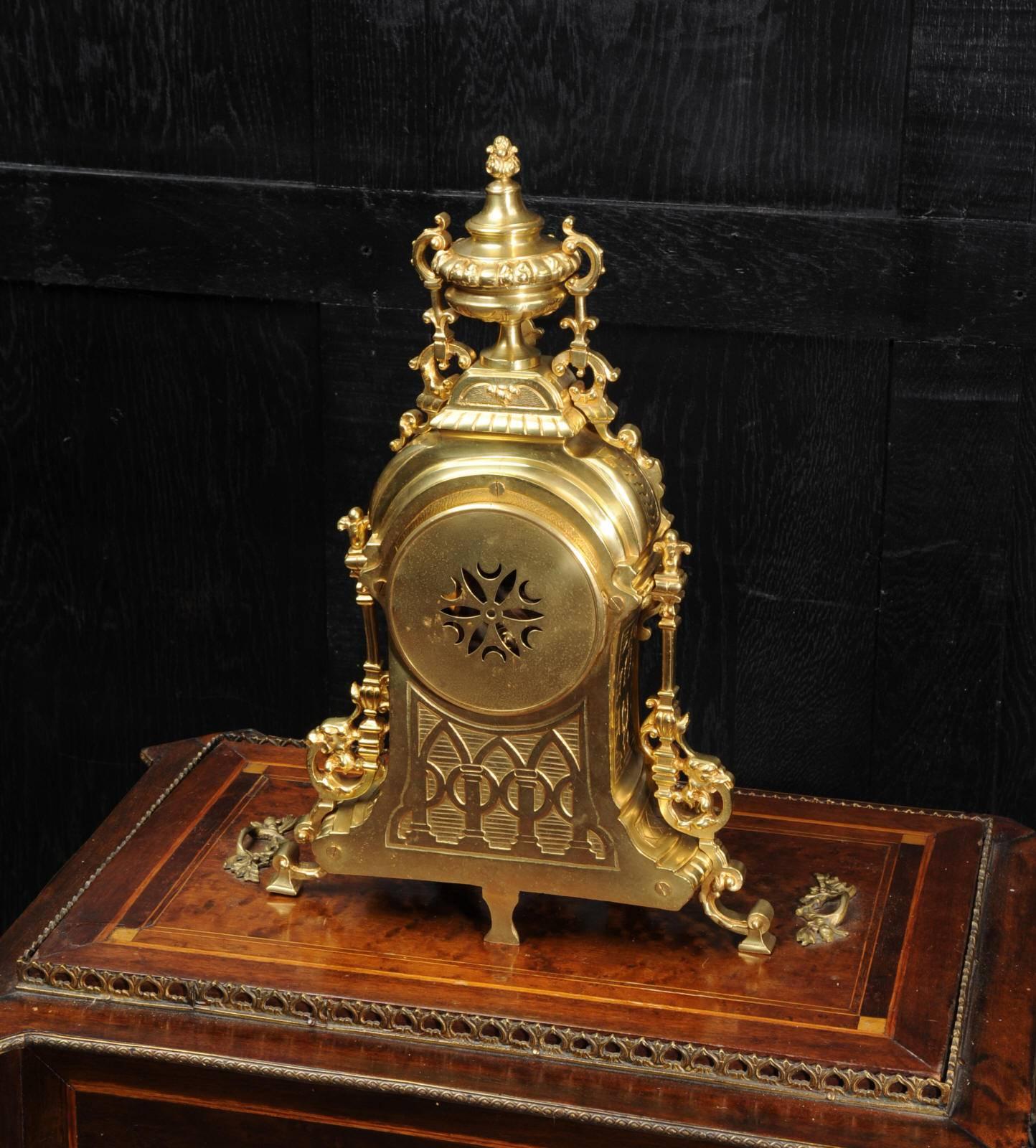 Antique French Gilt Bronze Boudoir Clock by A. D. Mougin 3