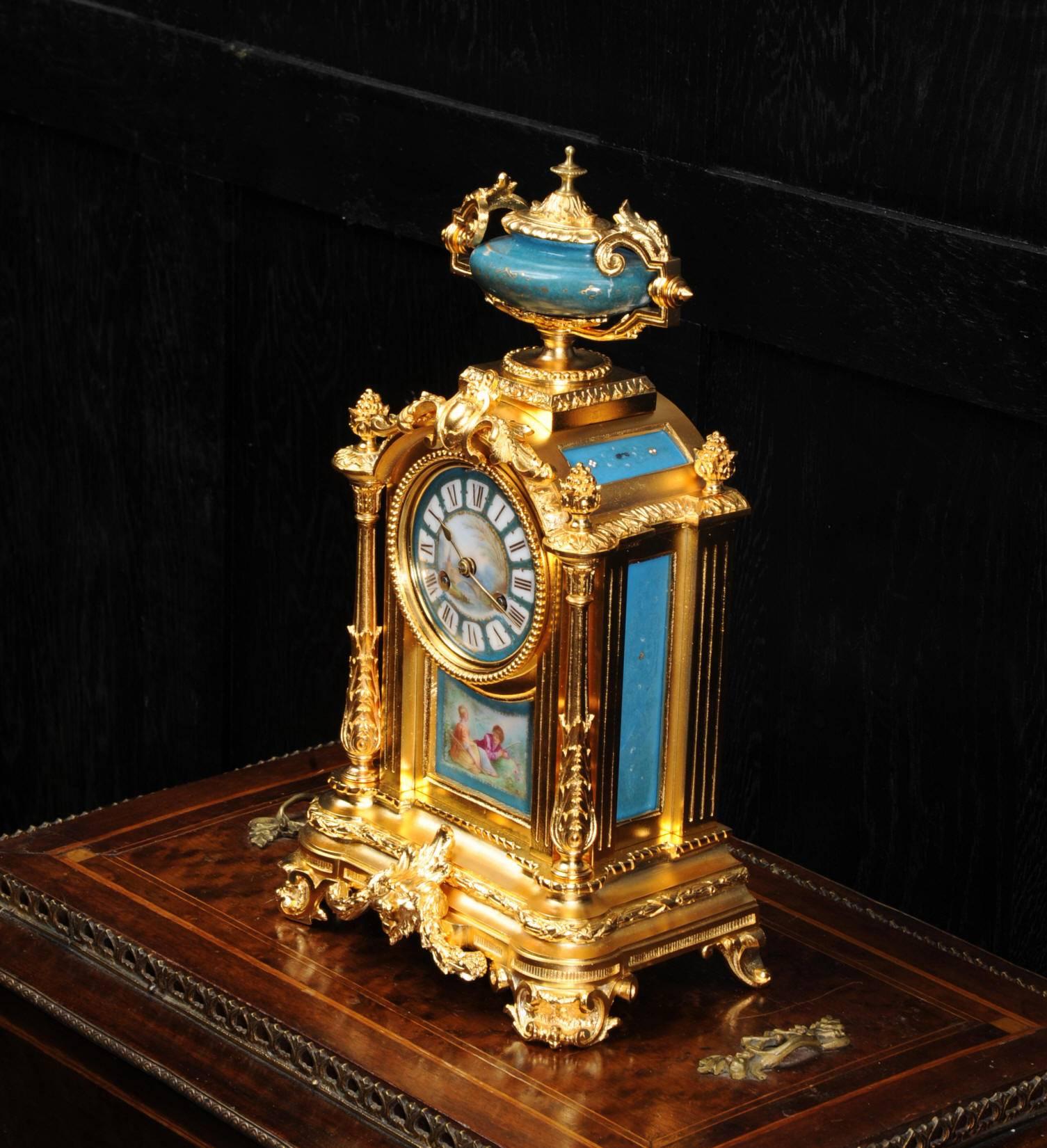 Louis XVI Ormolu and Sèvres Porcelain Boudoir Clock by Le Roy Et Fils, Paris