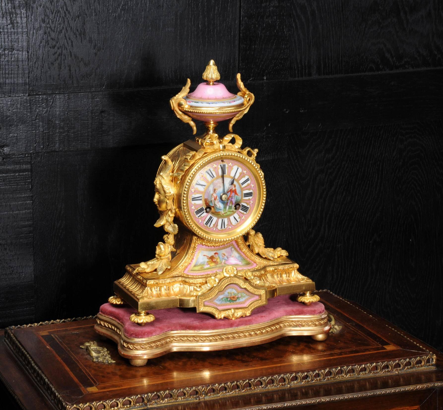 Louis XVI Ormolu and Sèvres Porcelain Boudoir Clock by Achille Brocot