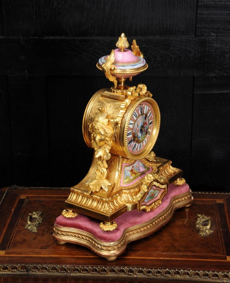 French Ormolu and Sèvres Porcelain Boudoir Clock by Achille Brocot