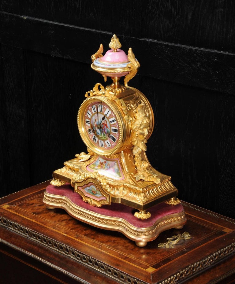 Gilt Ormolu and Sèvres Porcelain Boudoir Clock by Achille Brocot