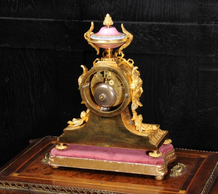 Ormolu and Sèvres Porcelain Boudoir Clock by Achille Brocot In Excellent Condition In Belper, Derbyshire