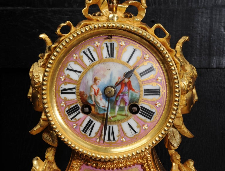 Ormolu and Sèvres Porcelain Boudoir Clock by Achille Brocot 2