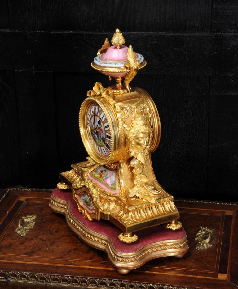 19th Century Ormolu and Sèvres Porcelain Boudoir Clock by Achille Brocot