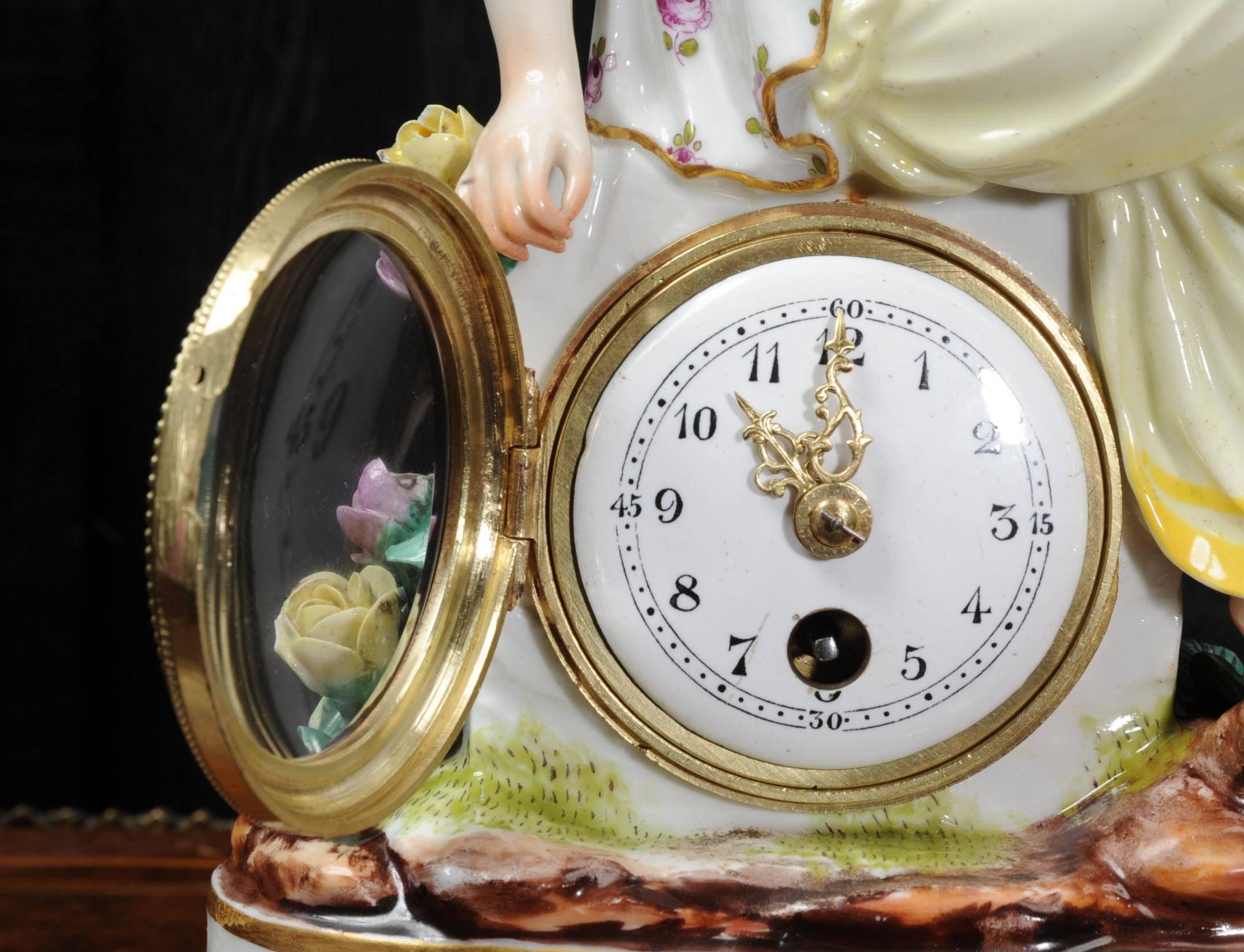 Rare Vienna Porcelain Boudoir Clock In Excellent Condition For Sale In Belper, Derbyshire