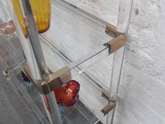 Tall American Perspex, Glass and Brass Open Shelving Unit