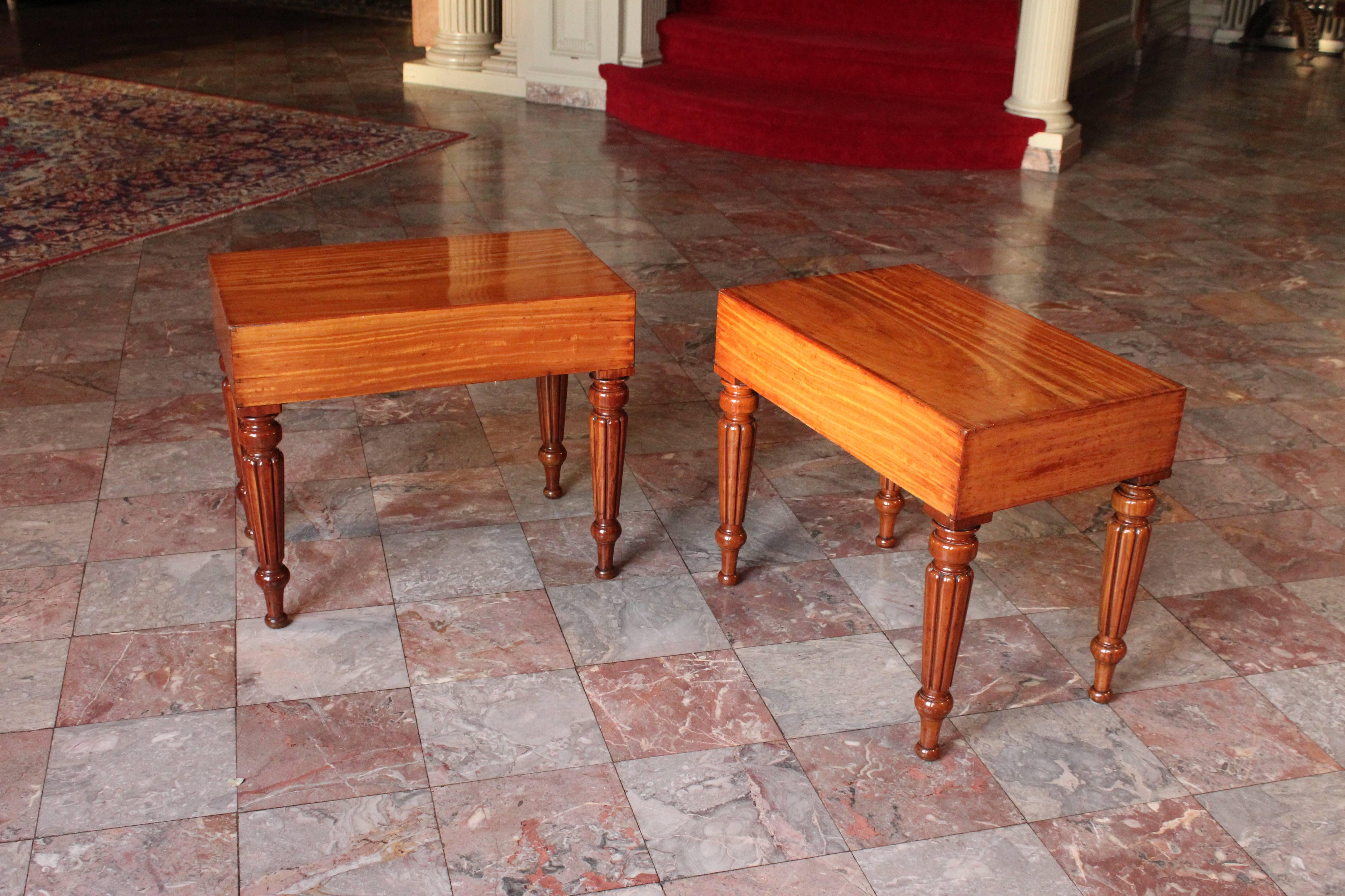 William IV Rare Pair of Gillows Satinwood Bidets Now Converted with Baize Linings For Sale