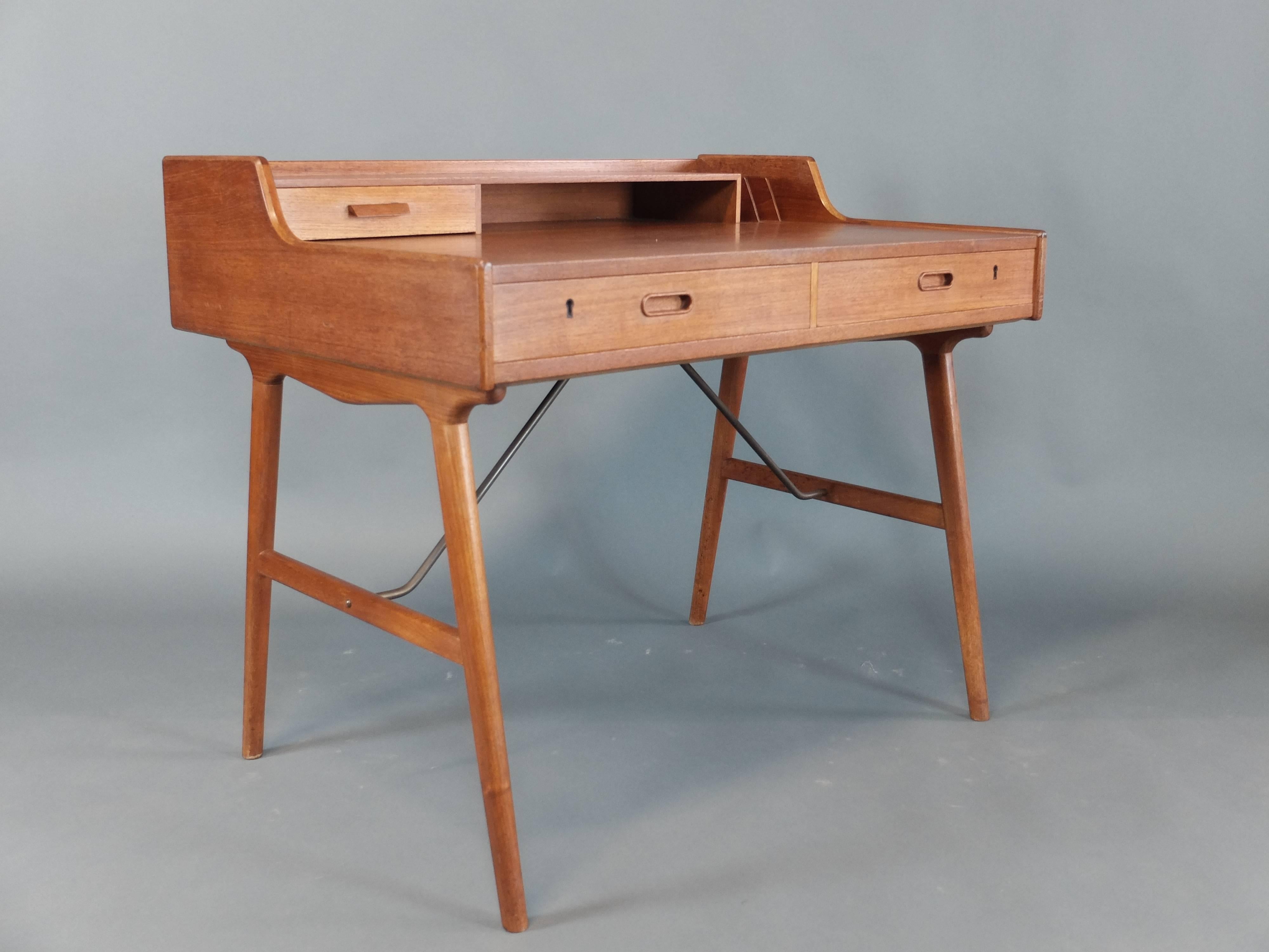Mid-Century Modern Danish Teak Desk Model No 65 by Arne Wahl Iversen 1