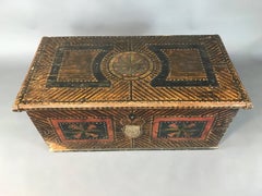 Antique Folk Art Painted Marriage Chest, circa 1820