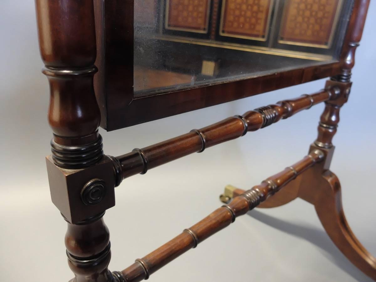Regency Cheval Mirror in Mahogany with Ebony Inlay and Decoration In Good Condition For Sale In Heswall, Wirral