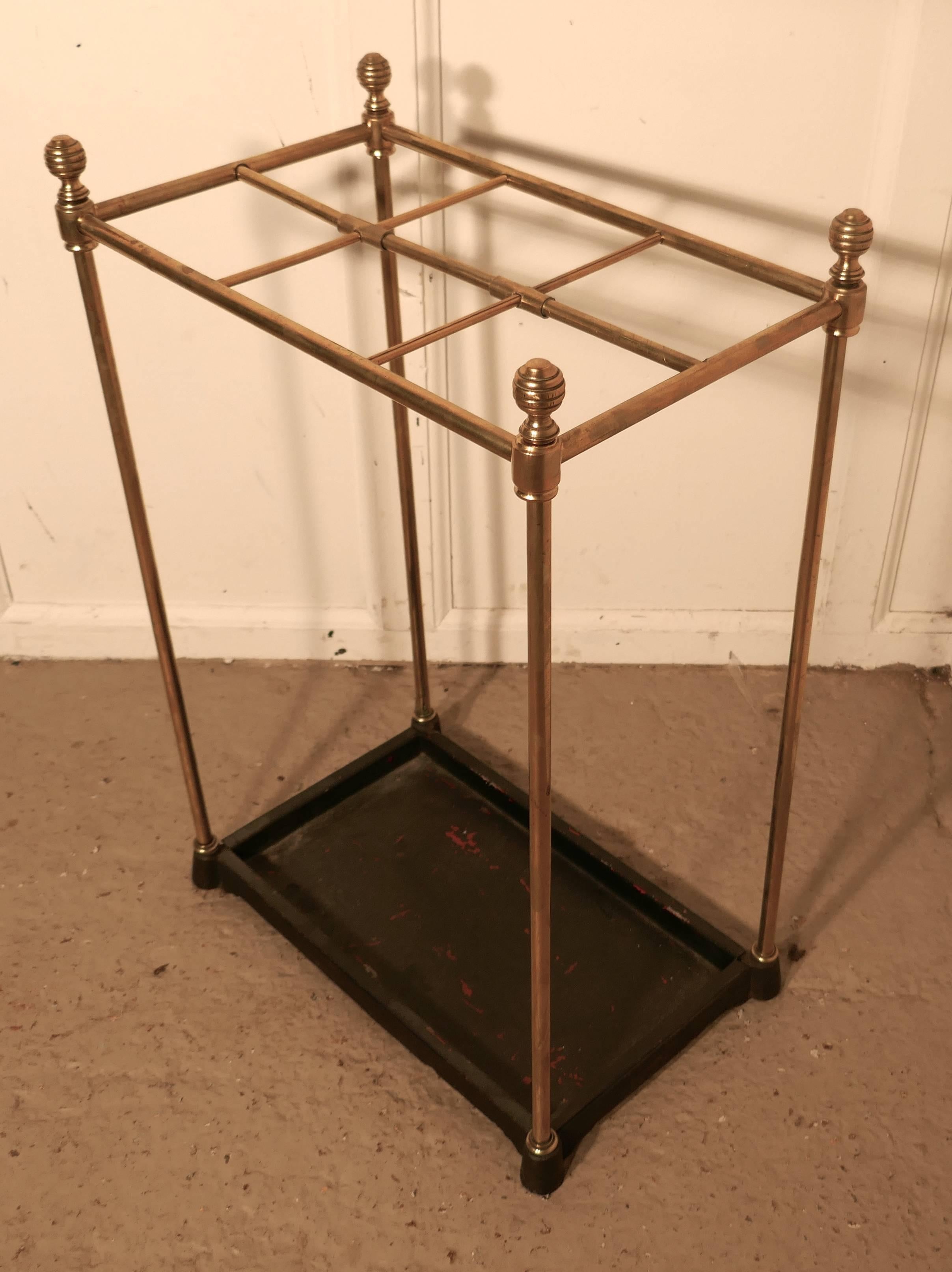 English Victorian Brass and Cast Iron Stick Stand or Umbrella Stand