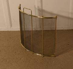 Victorian Curved Brass Fire Guard, Spark Screen