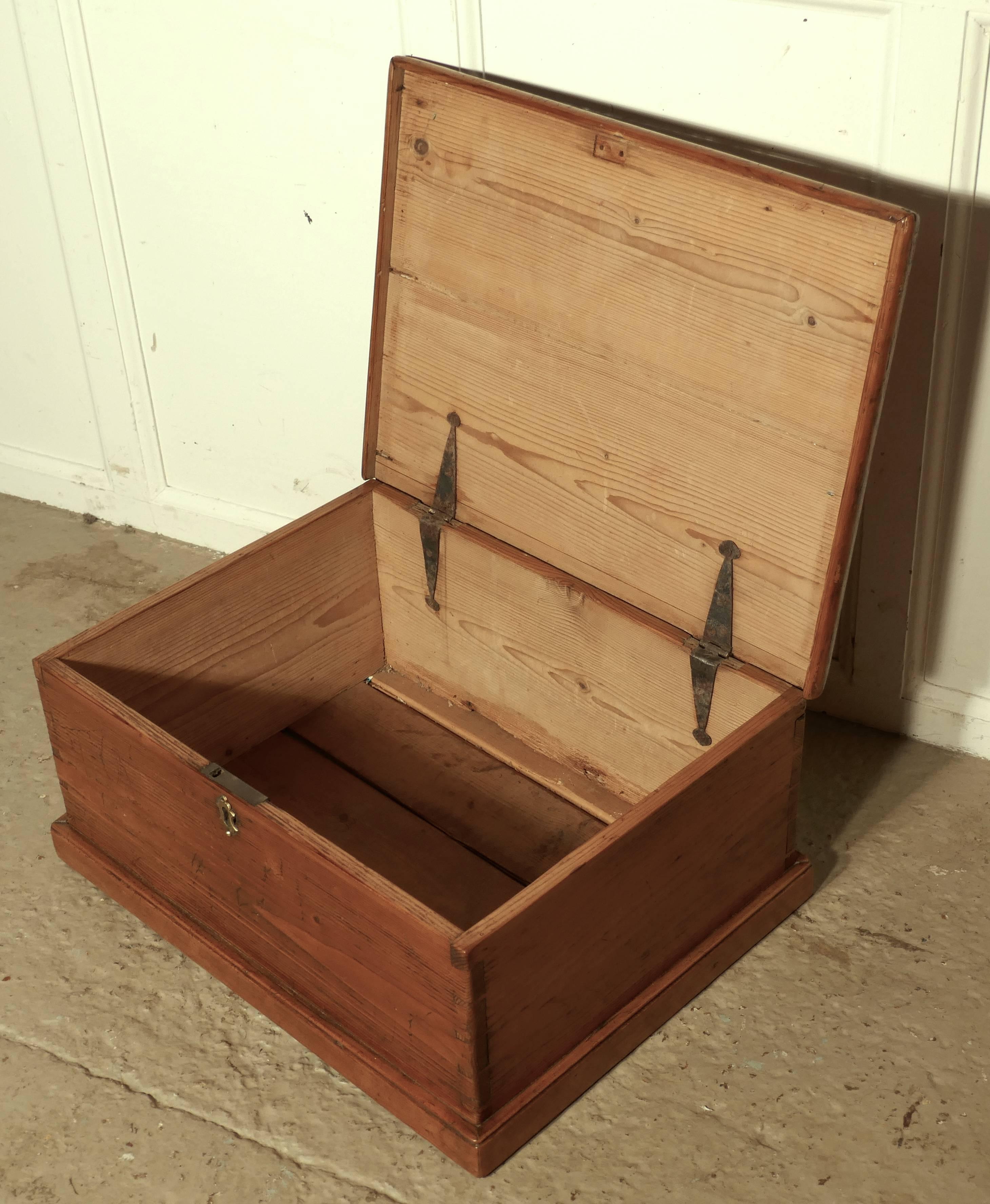 English Small 19th Century Pine Tabletop Deed Box