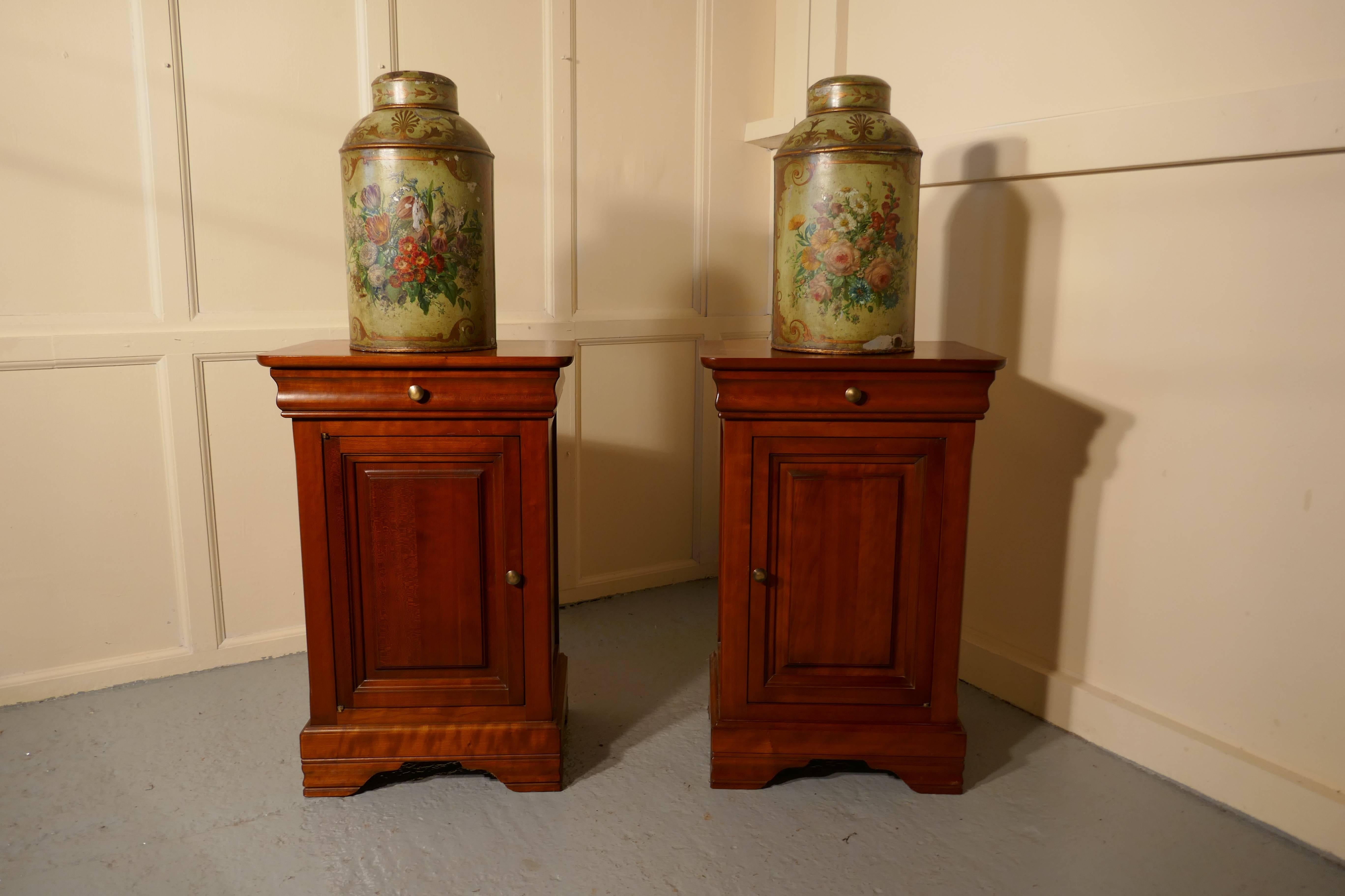 Pair of French Cherrywood Bedside Cupboards or Night Tables 1