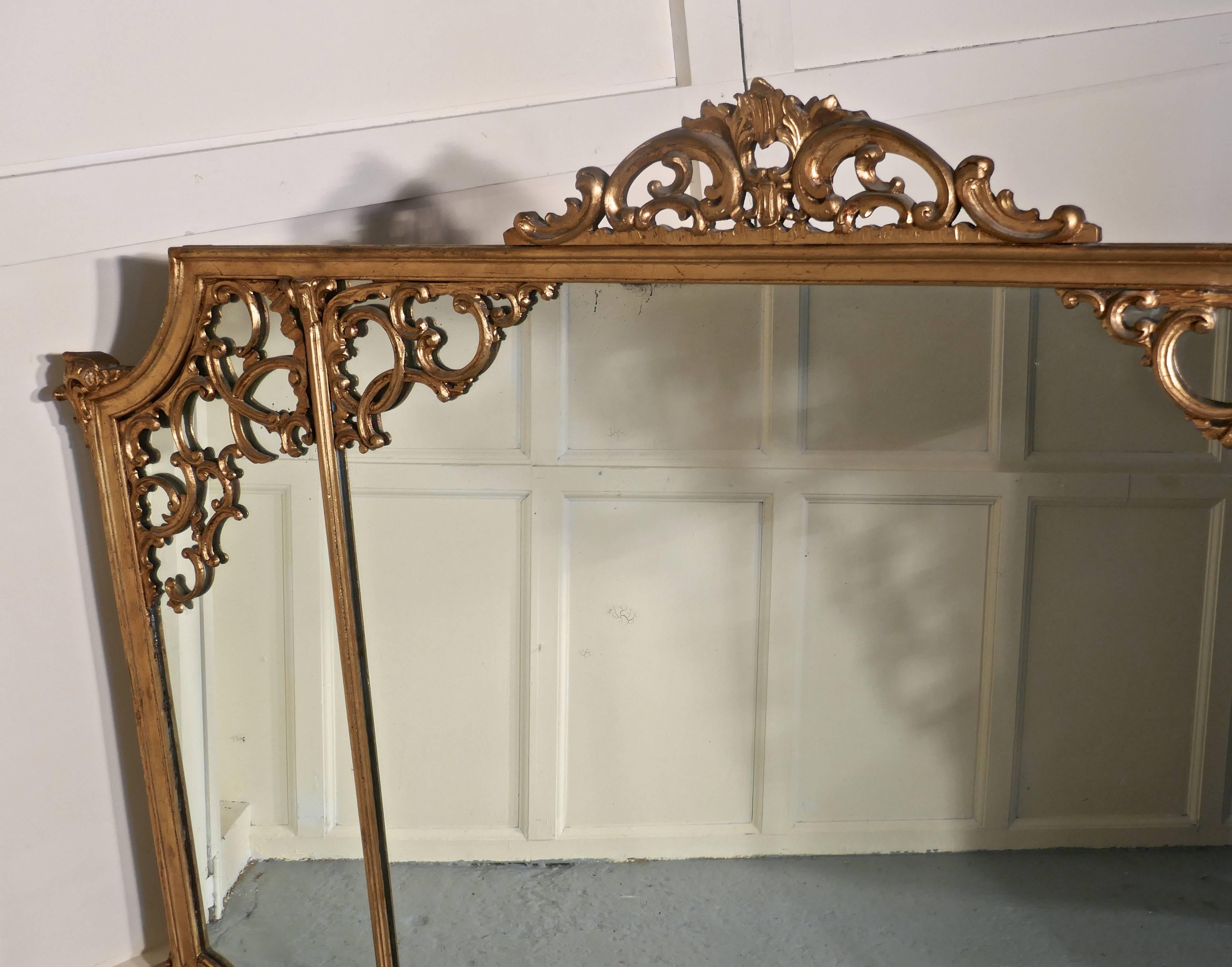 Very Large 19th Century Adams Style Gilt over Mantle Wall Mirror In Good Condition In Chillerton, Isle of Wight
