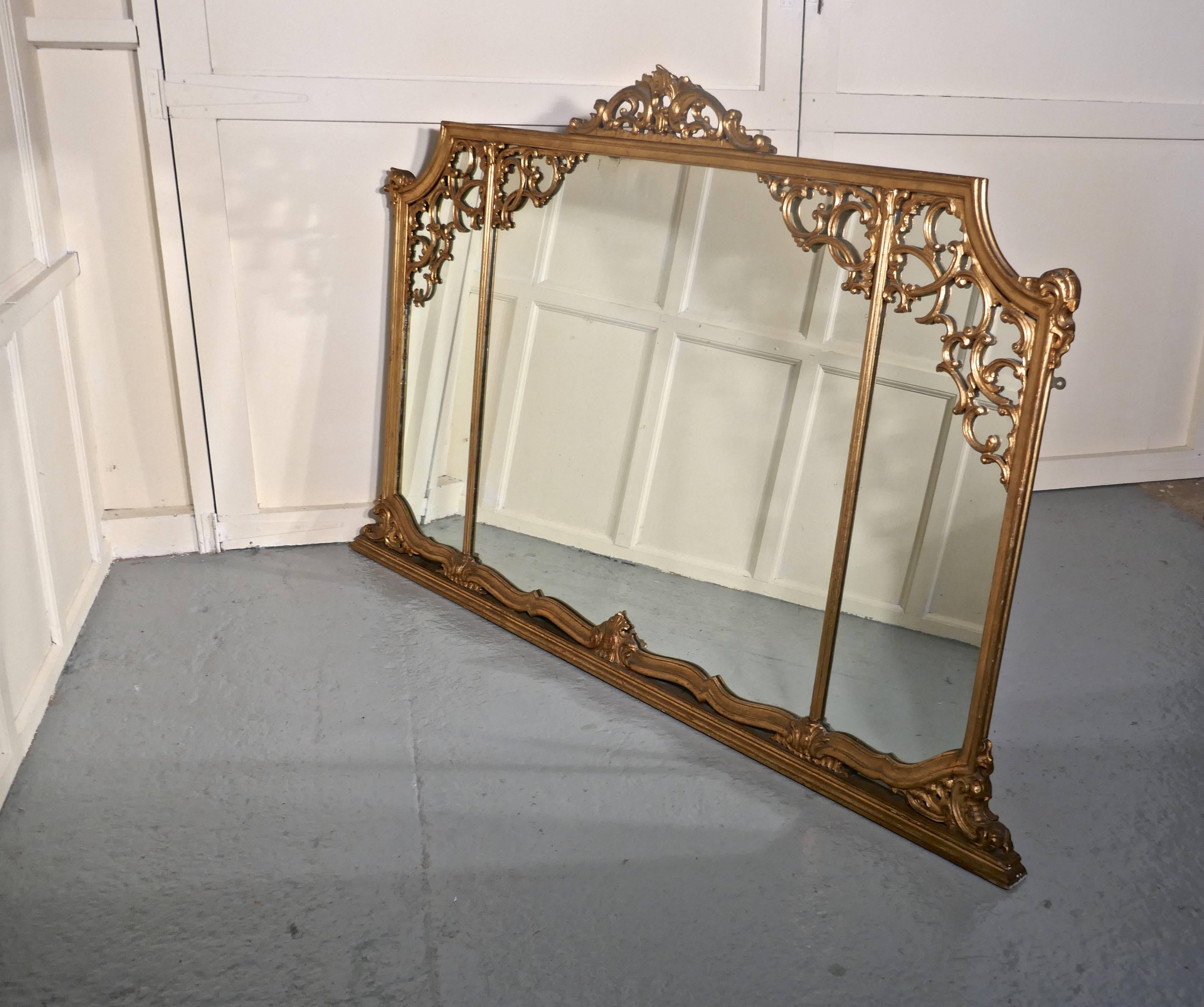 Very Large 19th Century Adams Style Gilt over Mantle Wall Mirror 1